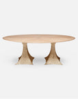 Made Goods Noor Oval Double Base Dining Table in White Cerused Oak