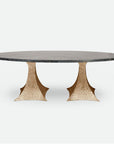 Made Goods Noor Oval Double Base Dining Table in Faux Horn