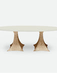 Made Goods Noor Oval Double Base Dining Table in Faux Horn