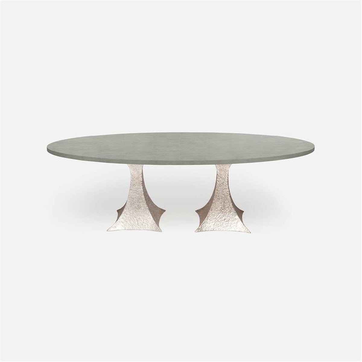 Made Goods Noor Oval Double Base Dining Table in Vintage Faux Shagreen