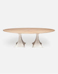 Made Goods Noor Oval Double Base Dining Table in White Cerused Oak