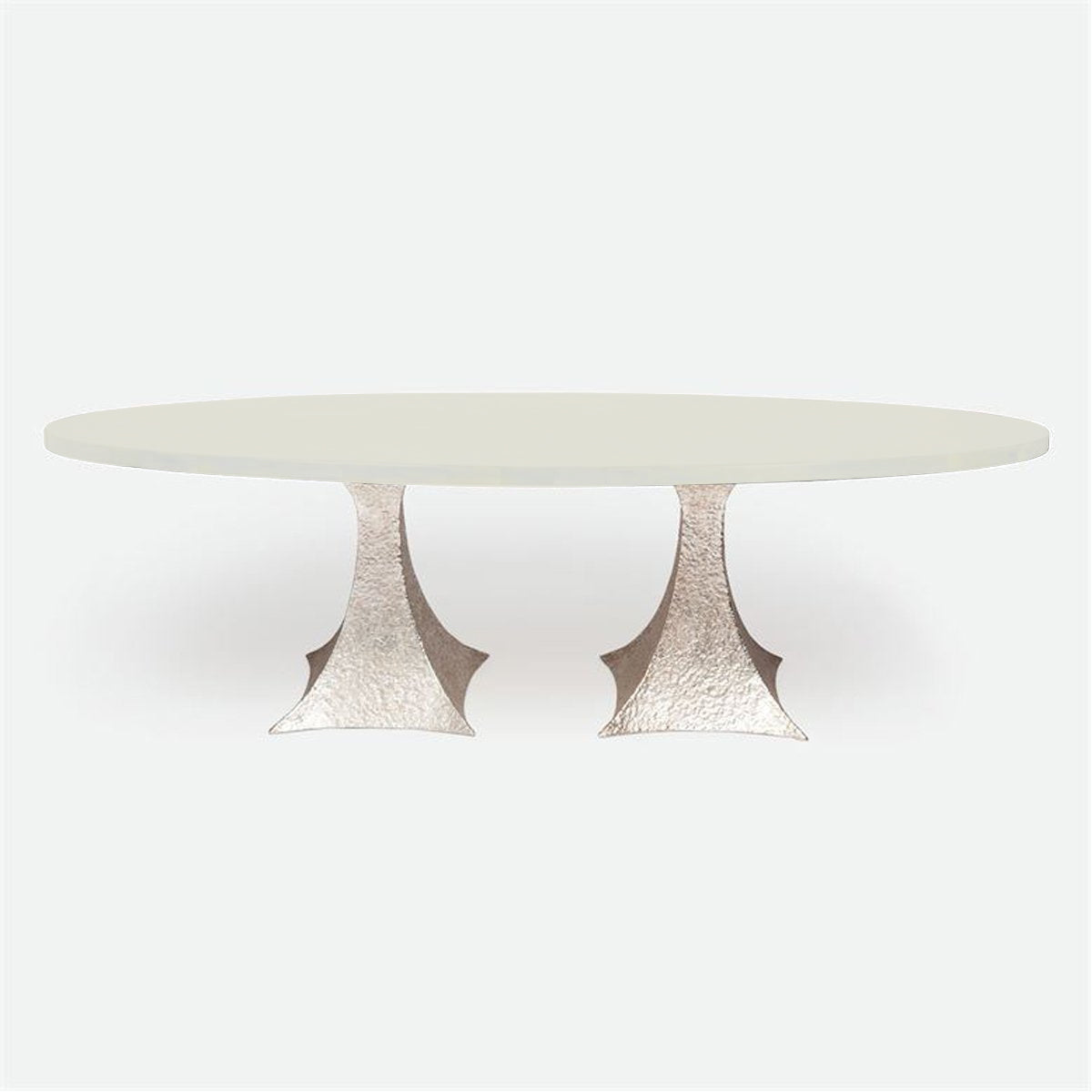 Made Goods Noor Oval Double Base Dining Table in Faux Horn