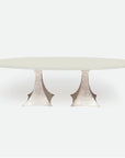 Made Goods Noor Oval Double Base Dining Table in Faux Horn