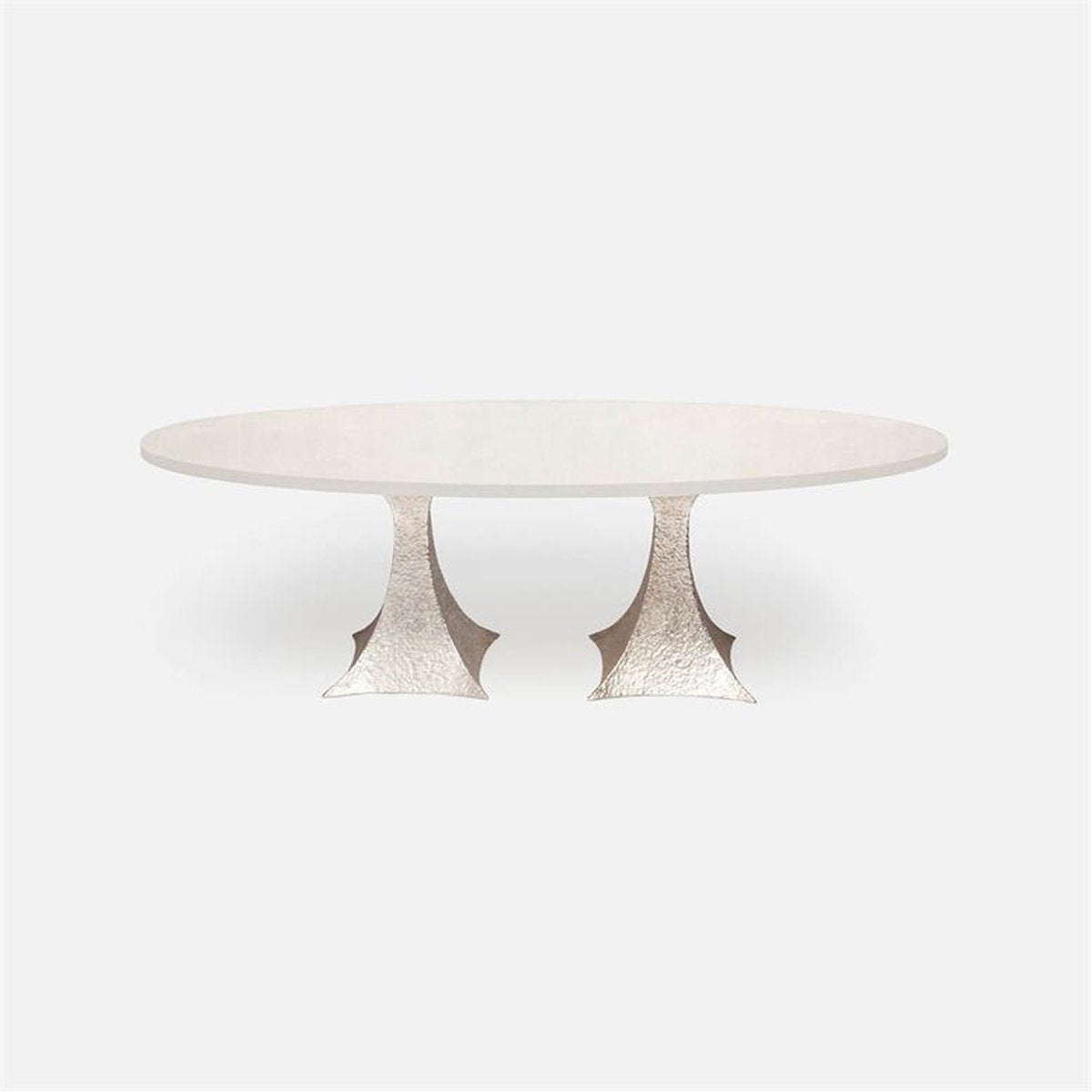 Made Goods Noor Oval Double Base Dining Table in Vintage Faux Shagreen