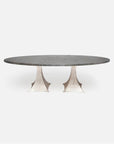 Made Goods Noor Oval Double Base Dining Table in Zinc Metal