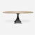 Made Goods Noor Oval Single Base Dining Table in Stone