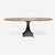 Made Goods Noor Oval Single Base Dining Table in Warm Gray Marble