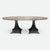 Made Goods Noor Oval Double Base Dining Table in Warm Gray Marble