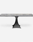 Made Goods Noor Rectangular Single Base Dining Table in Stone