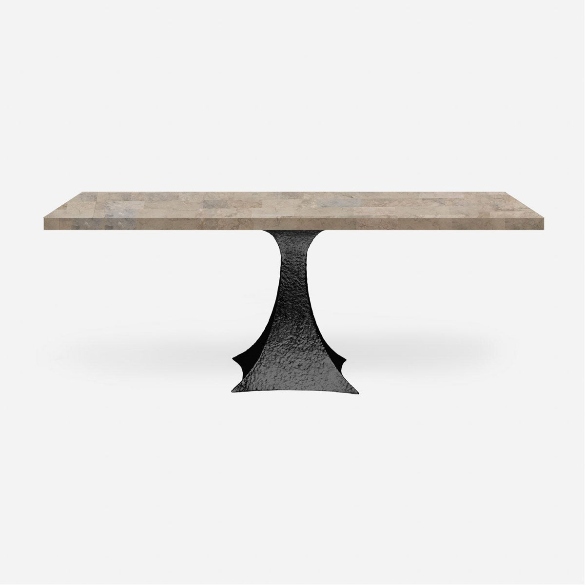 Made Goods Noor Rectangular Single Base Dining Table, Warm Gray Marble