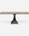 Made Goods Noor Rectangular Single Base Dining Table, Warm Gray Marble