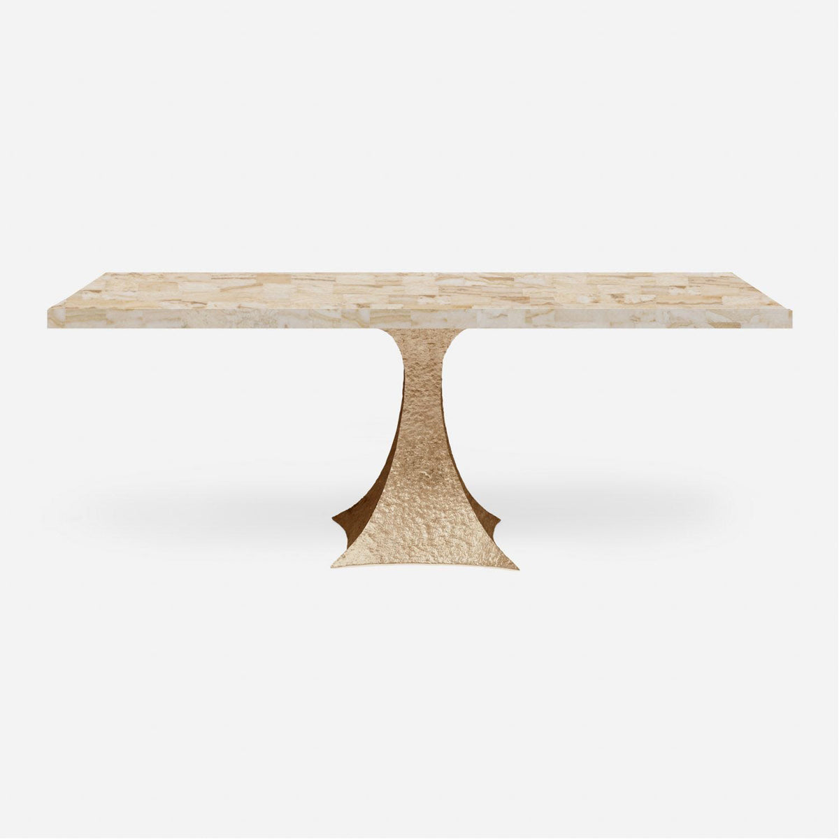 Made Goods Noor Rectangular Single Base Dining Table in Stone