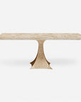 Made Goods Noor Rectangular Single Base Dining Table in Stone