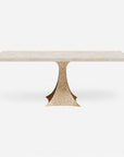 Made Goods Noor Rectangular Single Base Dining Table in Stone