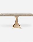 Made Goods Noor Rectangular Single Base Dining Table, Warm Gray Marble