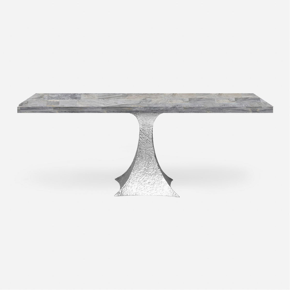 Made Goods Noor Rectangular Single Base Dining Table in Stone