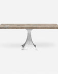 Made Goods Noor Rectangular Single Base Dining Table, Warm Gray Marble