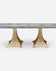 Made Goods Noor Rectangular Double Base Dining Table in Stone