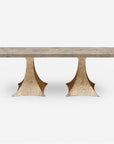 Made Goods Noor Rectangular Double Base Dining Table in Warm Gray Marble