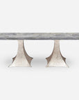 Made Goods Noor Rectangular Double Base Dining Table in Stone