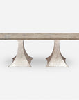 Made Goods Noor Rectangular Double Base Dining Table in Warm Gray Marble