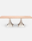 Made Goods Noor Rectangular Double Base Dining Table in White Cerused Oak