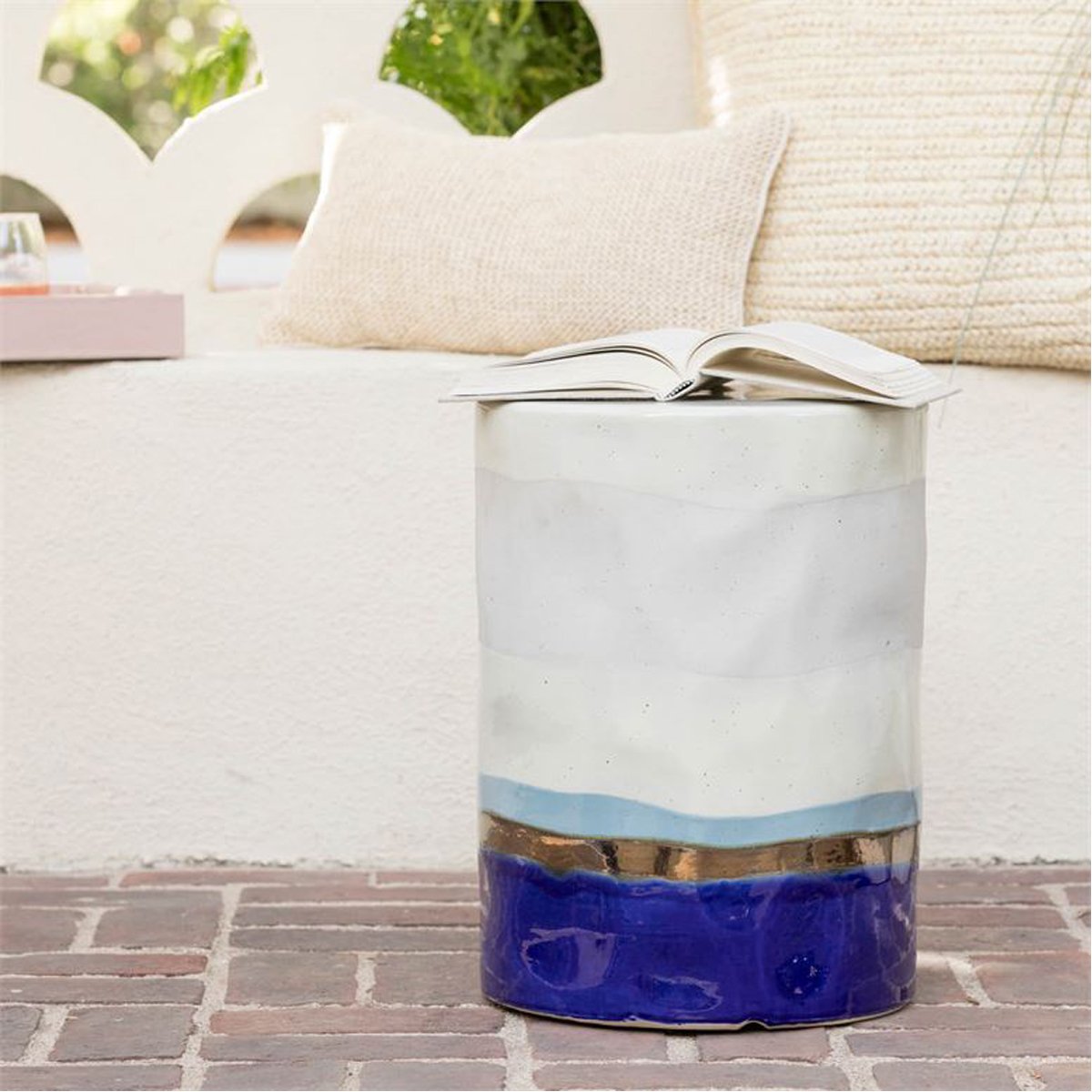 Made Goods Orla Layered Color Outdoor Stool