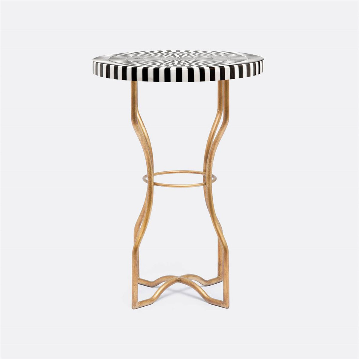 Made Goods Osten Classic Metal Side Table in Striped Marble