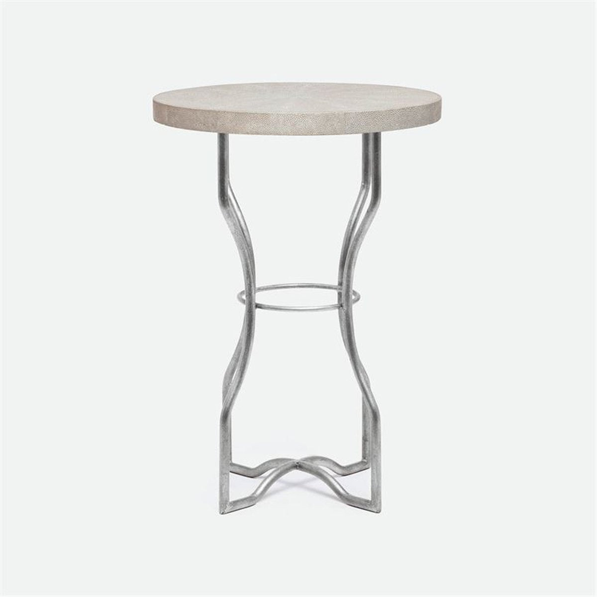 Made Goods Osten Classic Metal Side Table in Faux Shagreen