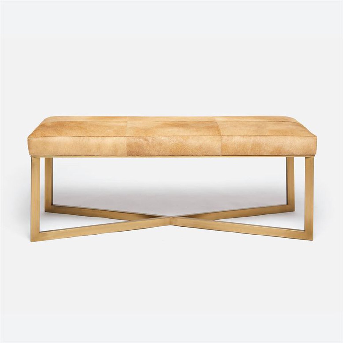 Made Goods Roger Cowhide Double Bench in Navy/White Canvas