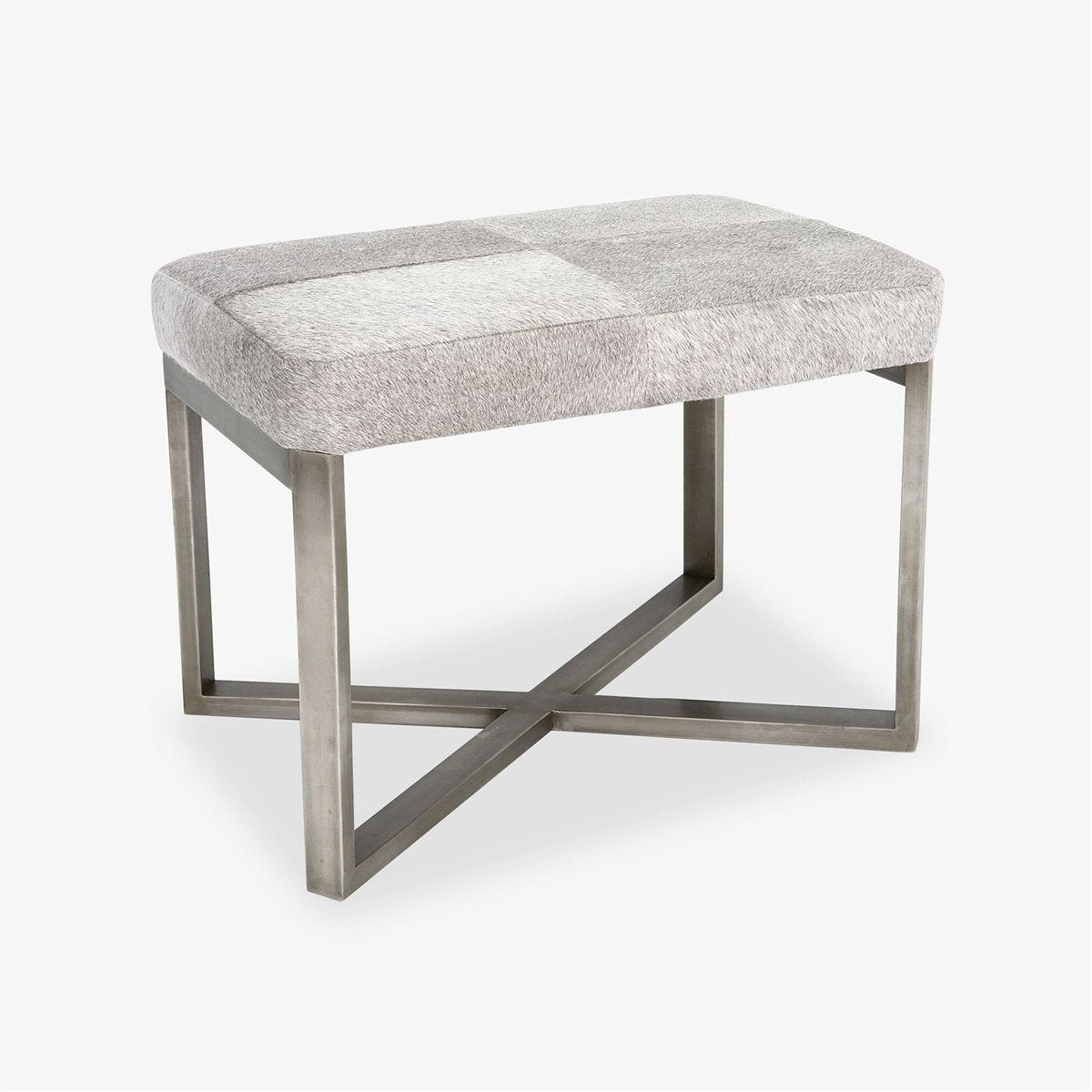 Made Goods Roger Cowhide Single Bench in Brenta Light Gray Cotton