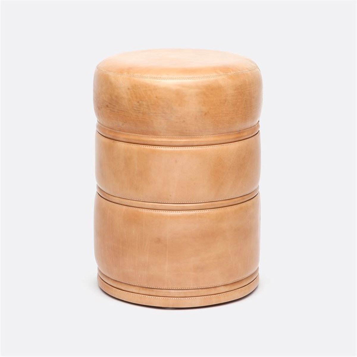 Made Goods Vaughn Round Ribbed Leather Stool