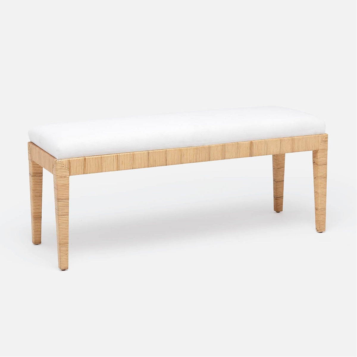 Made Goods Wren Upholstered Rattan Double Bench in Havel Velvet