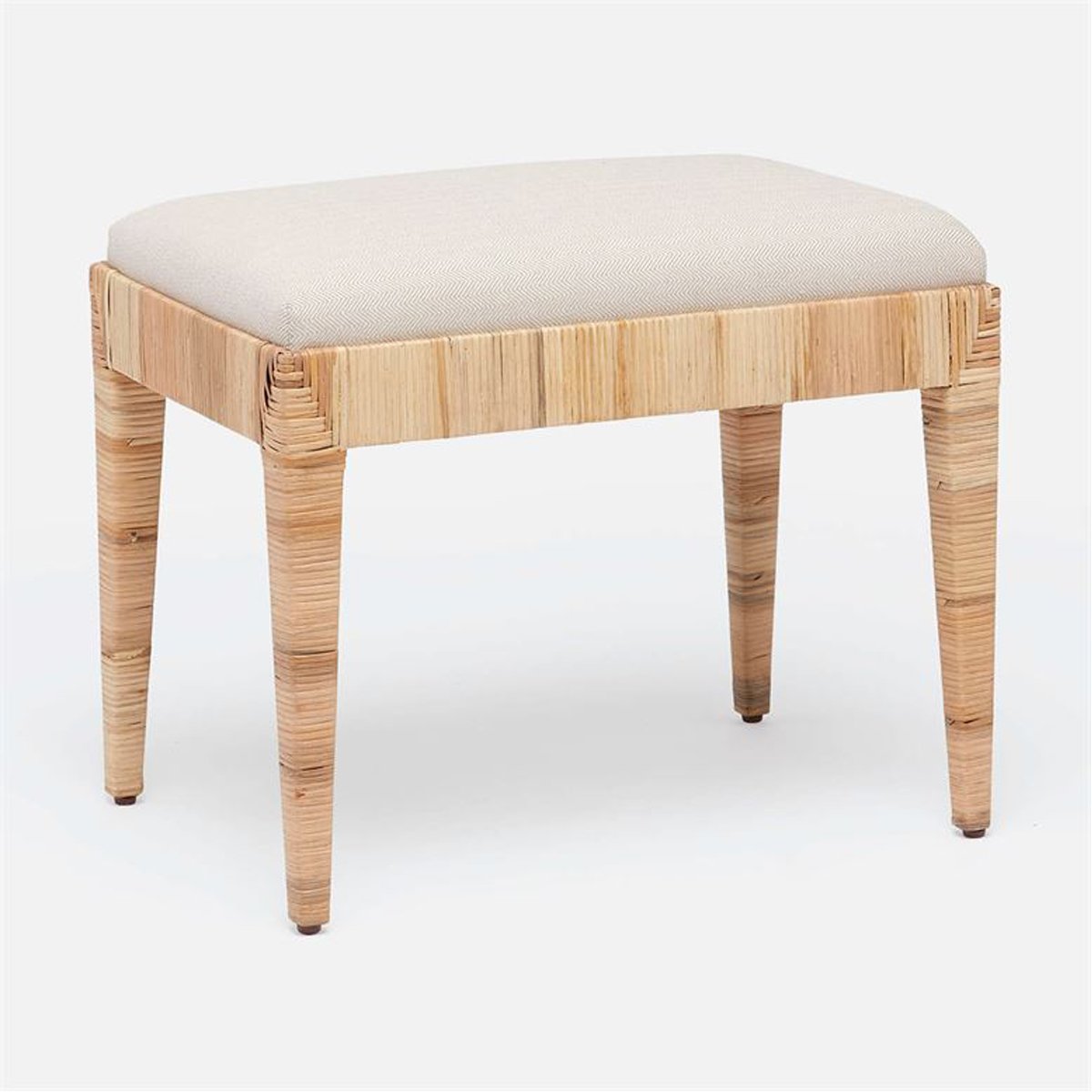 Made Goods Wren Upholstered Rattan Single Bench in Arno Fabric