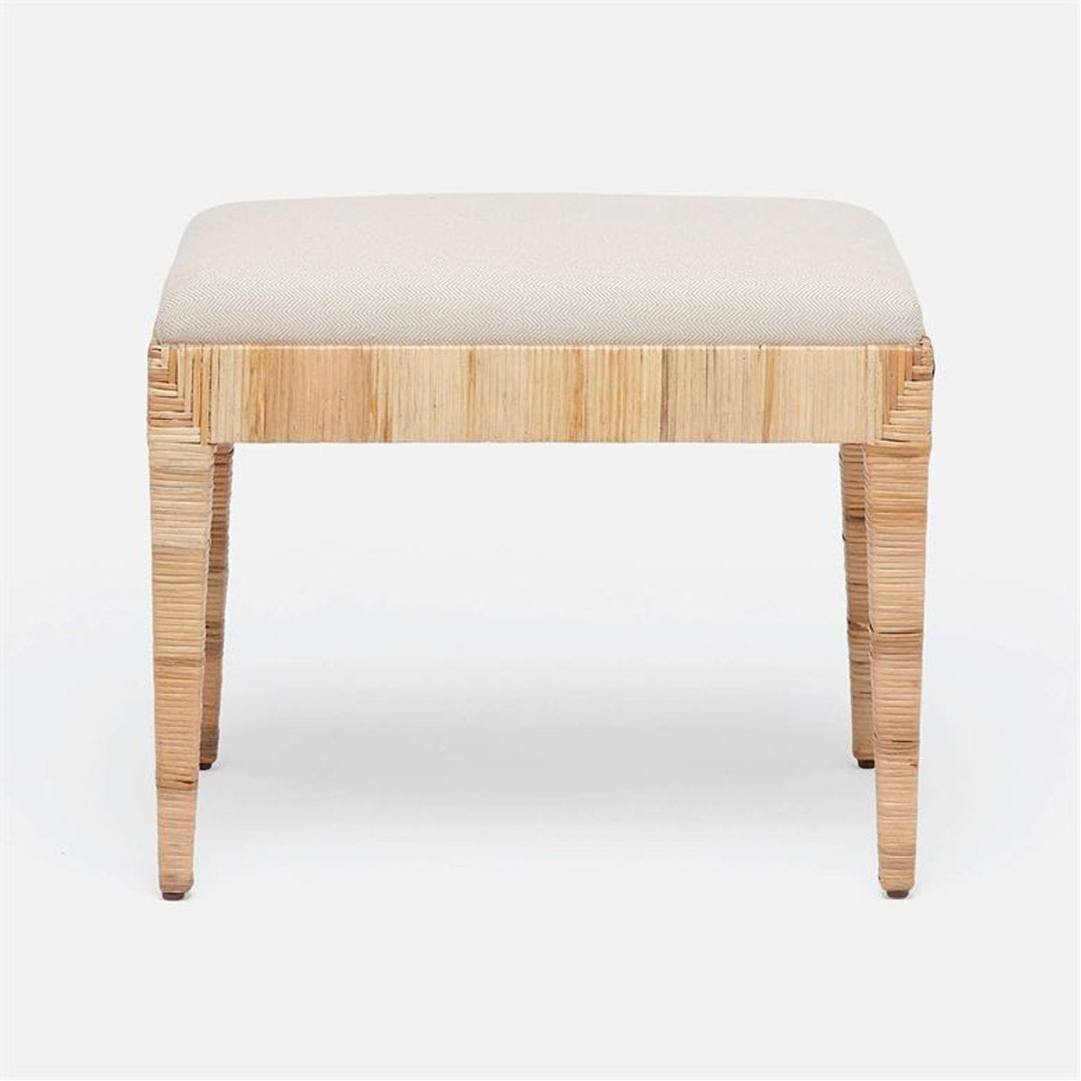 Made Goods Wren Upholstered Rattan Single Bench in Aras Mohair