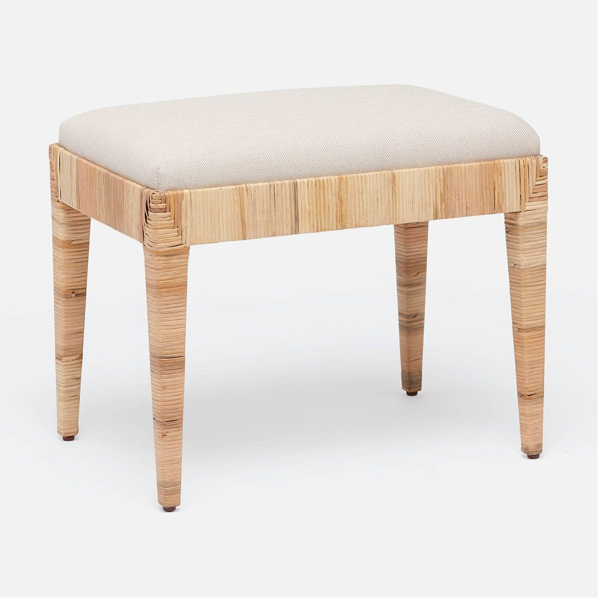 Made Goods Wren Upholstered Rattan Single Bench in Humboldt Cotton Jute