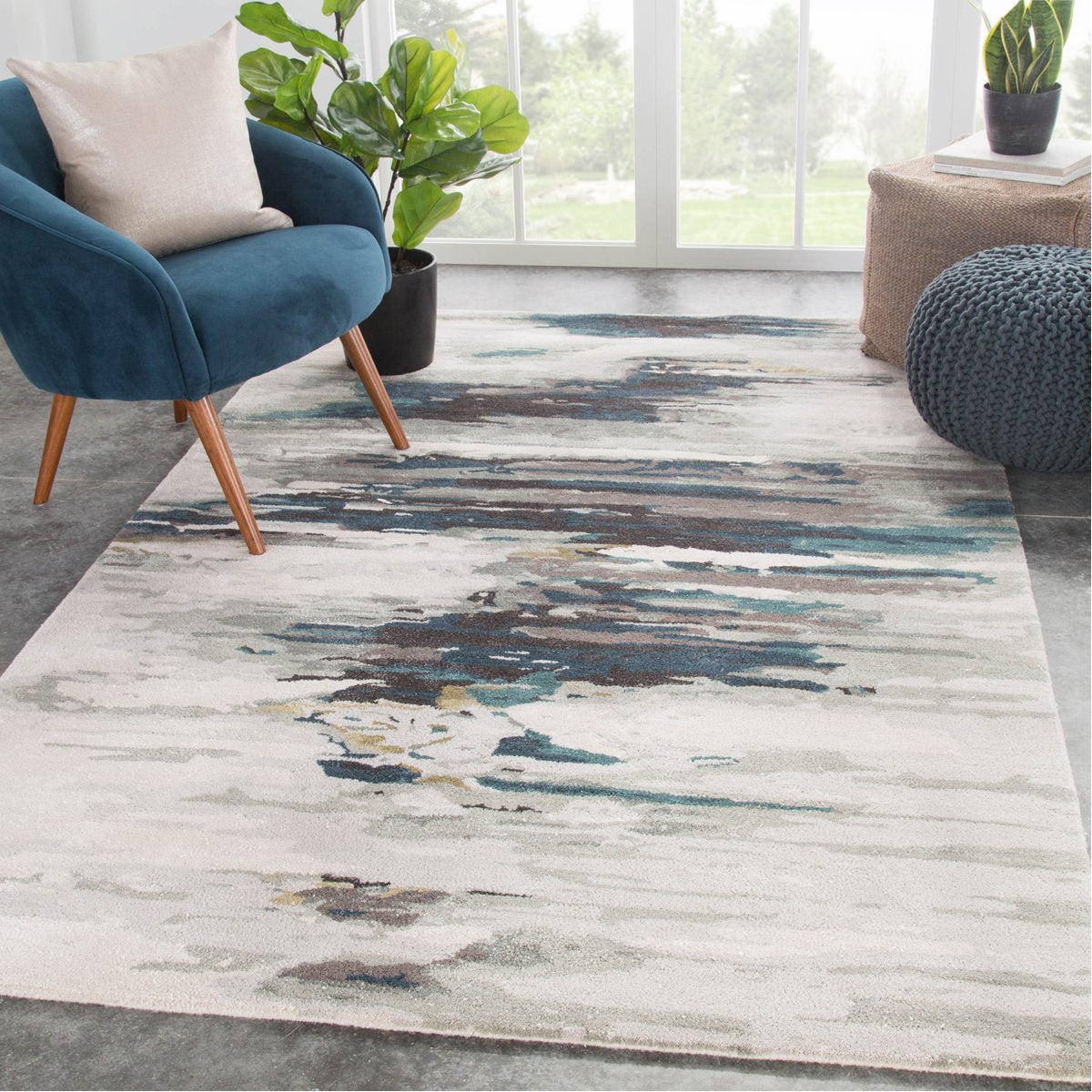 Jaipur Genesis Ryenn Abstract Teal Gray GES20 Rug