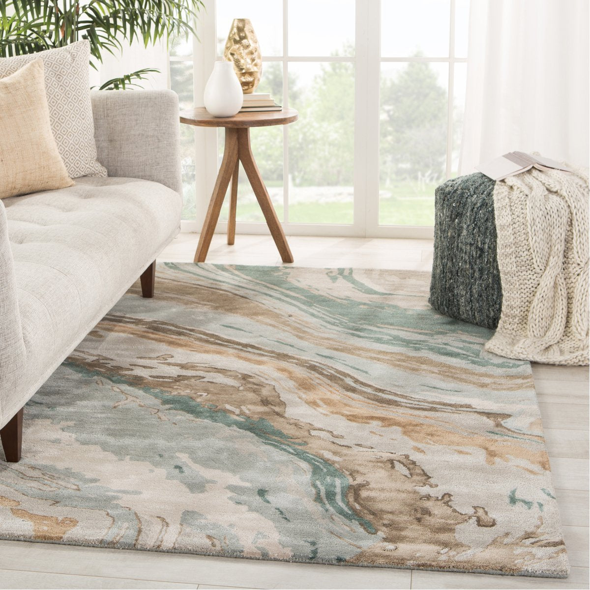 Jaipur Genesis Conley Abstract Teal Light Gray GES37 Rug