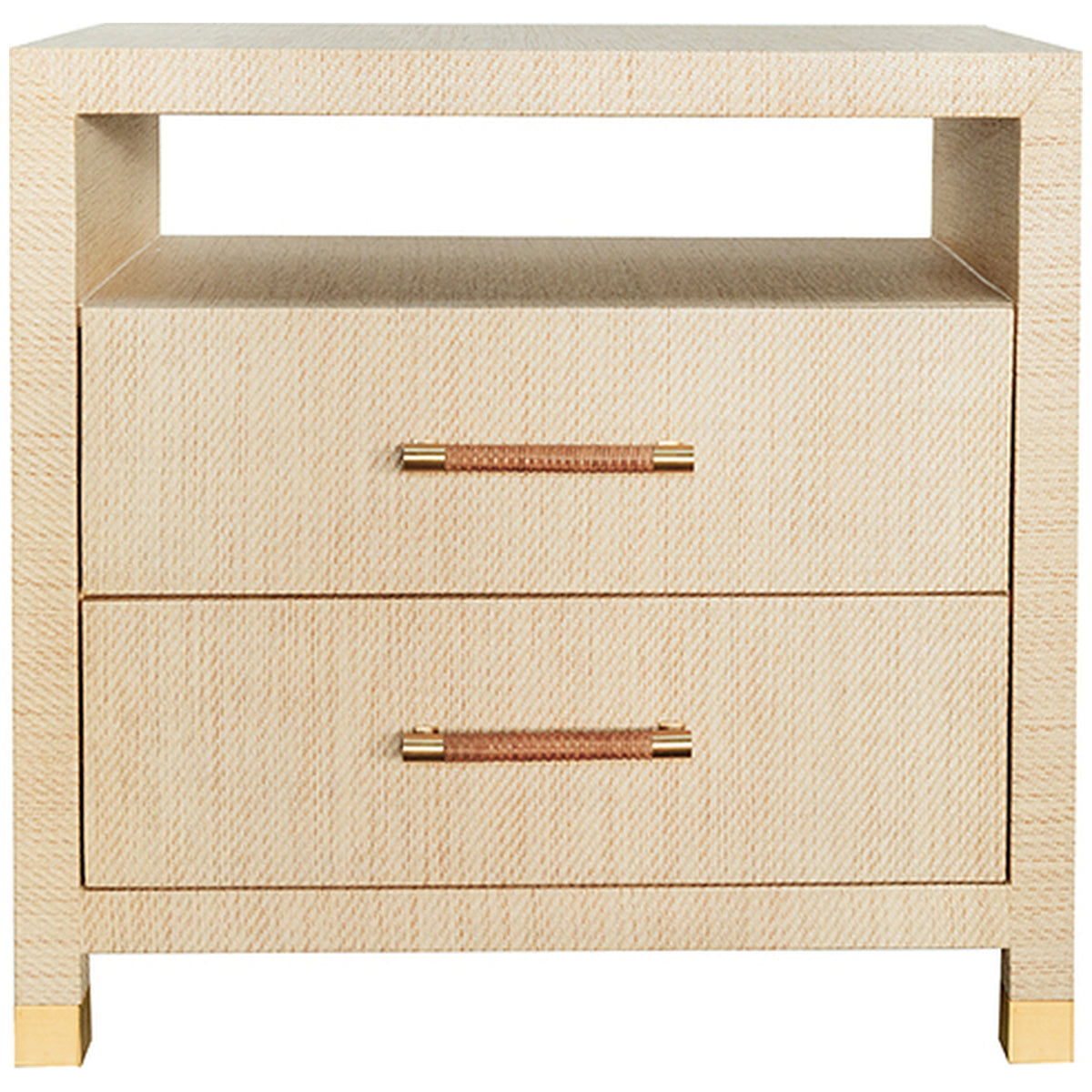 Worlds Away 2-Drawer Side Table with Rattan Wrapped Handles