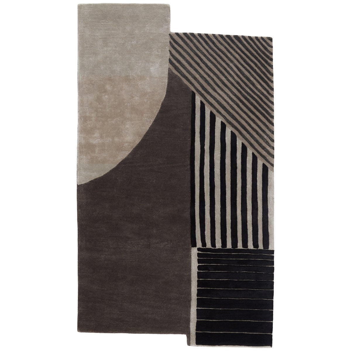 Jaipur Iconic Ginata Geometric Stripes Gray Black ICO06 Rug