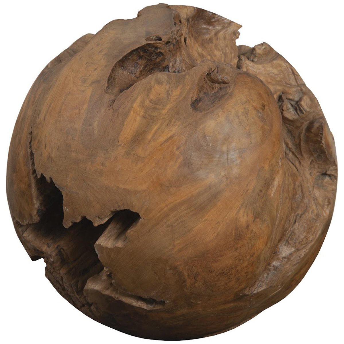 Phillips Collection Teak Wood Ball Sculpture, Large