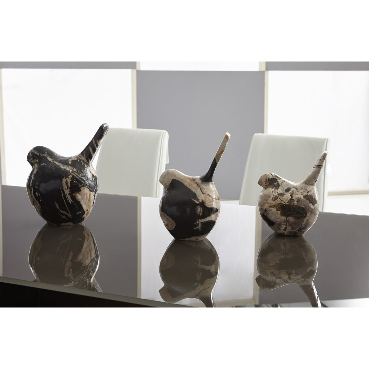 Phillips Collection Petrified Wood Birds Sculpture, 3-Piece Set