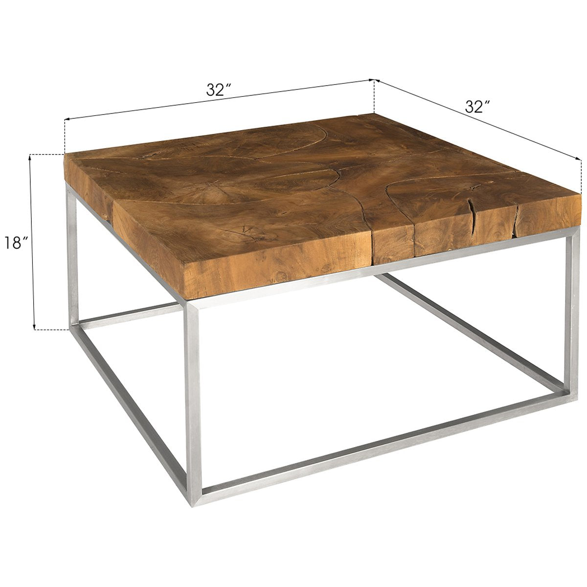 Phillips Collection Teak Puzzle Coffee Table, Square