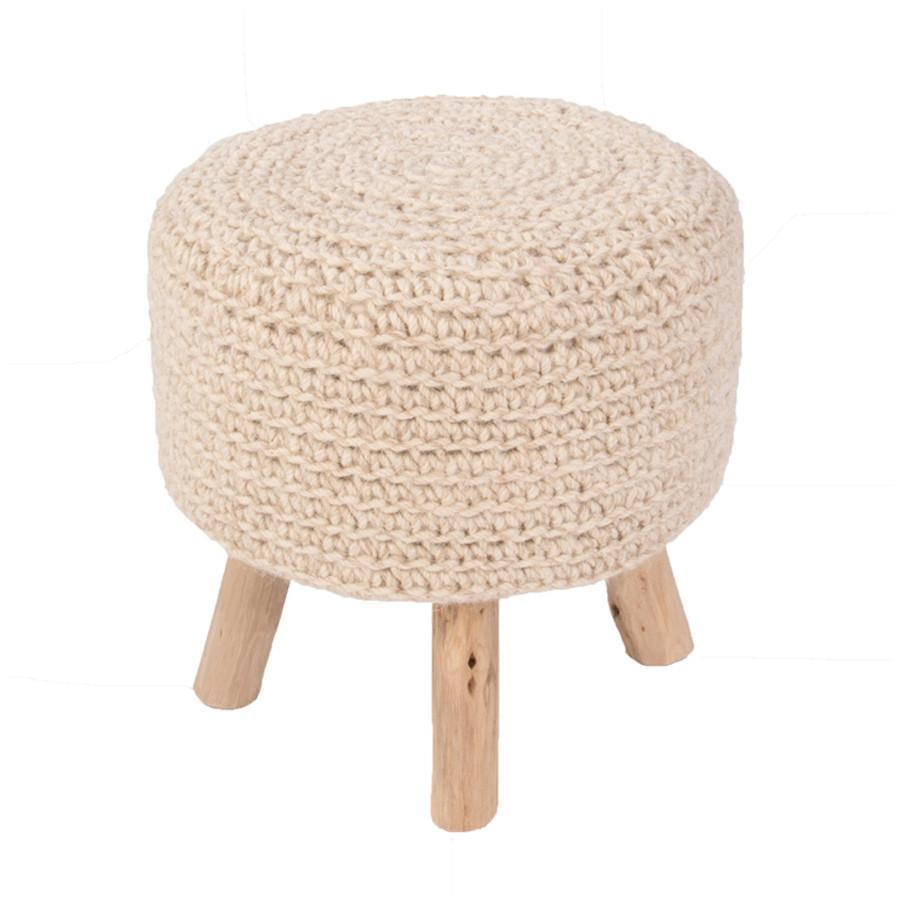 Jaipur Westport By Rug Republic Montana Stool Wool/Wooden Legs Pouf