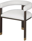 Worlds Away Modern Wooden Accent Chair with White Linen Upholstery