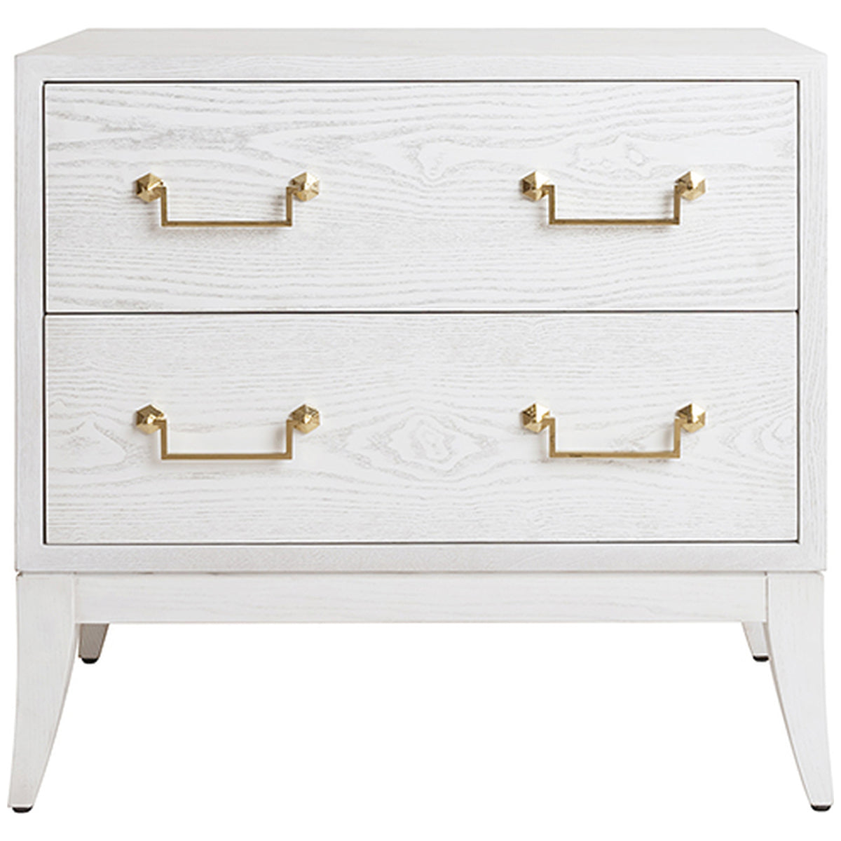 Worlds Away Sabre Leg 2-Drawer Side Table with Brass Swing Handle