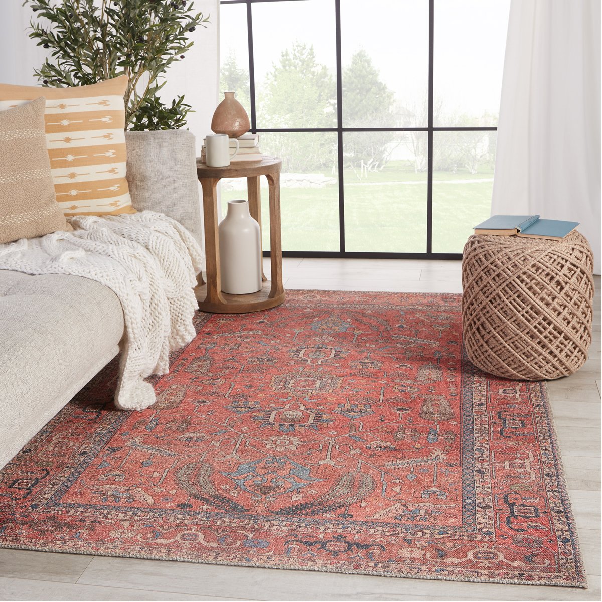 Jaipur Kindred Galina Oriental Floral Red Blue KND08 Rug