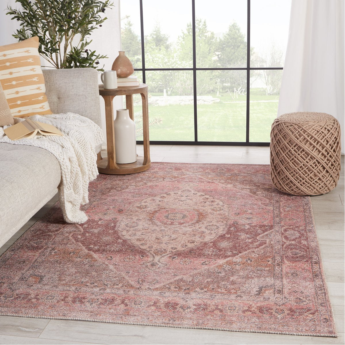 Jaipur Kindred Ozan Medallion Floral Pink Burgundy KND13 Rug