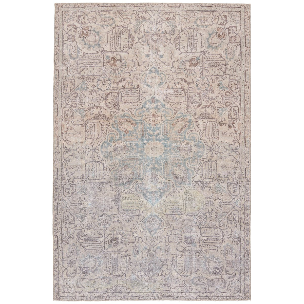 Jaipur Kindred Parisa Medallion Floral Light Blue Light Tan KND14 Rug