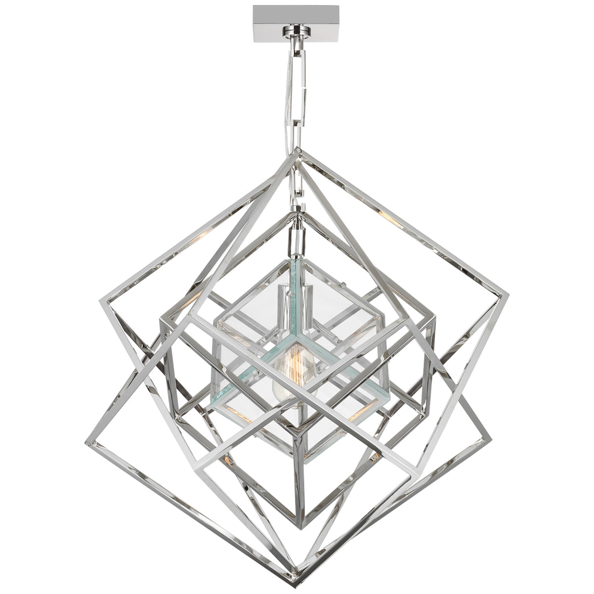 Visual Comfort Cubist Small Chandelier with Clear Glass